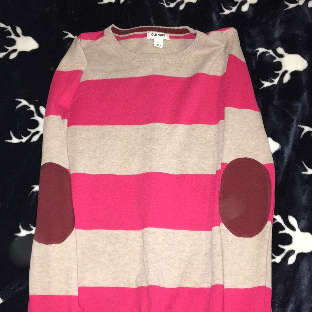 Grey and Pink Stripes Sweater